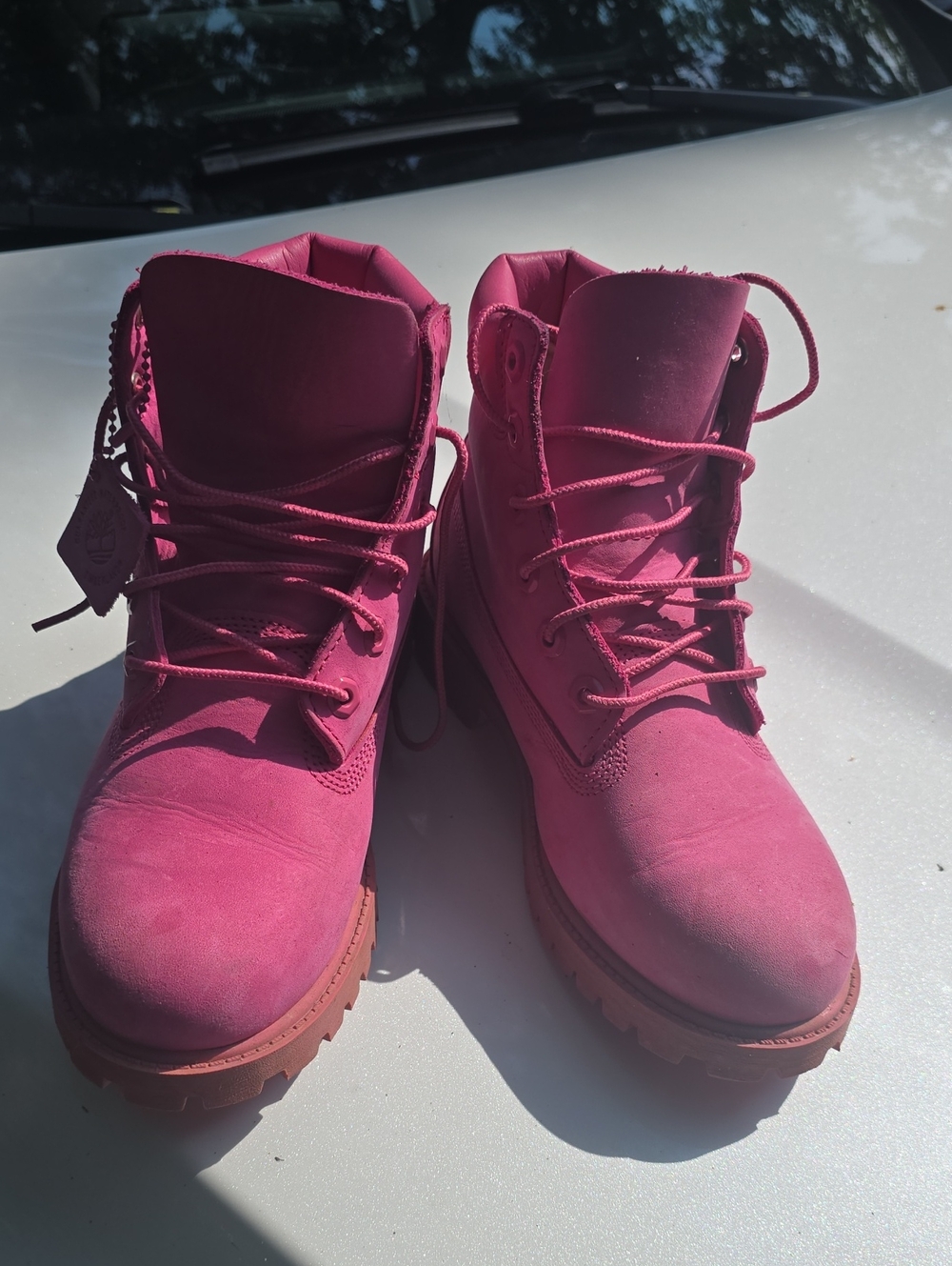 Timberland Girls Hot Pink Lace-Up Boots
